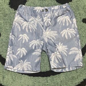 Palm Tree Print Blue Shorts